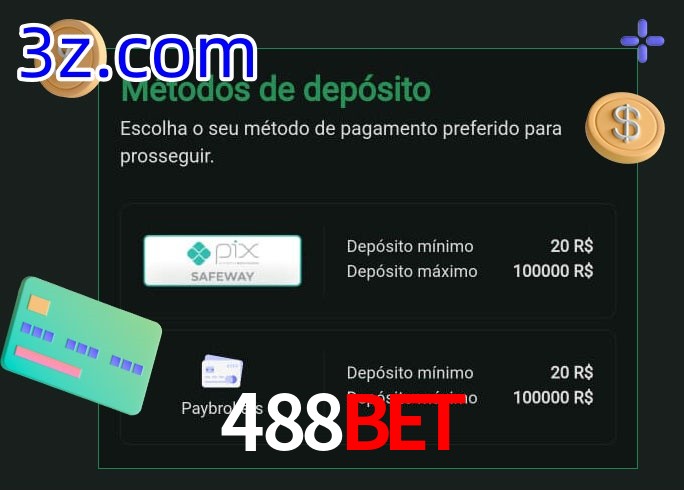 O cassino 488Bet oferece uma grande variedade de métodos de pagamento